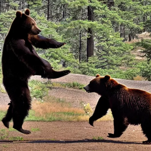 Image similar to a bear chasing a camper