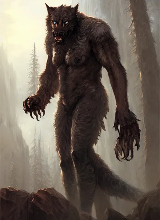 Image similar to rugged werewolf, dnd, fantasy oil _ painting _ unreal _ 5 _ daz. _ rpg _ extremely _ detailed _ artgerm _ greg rutkowski