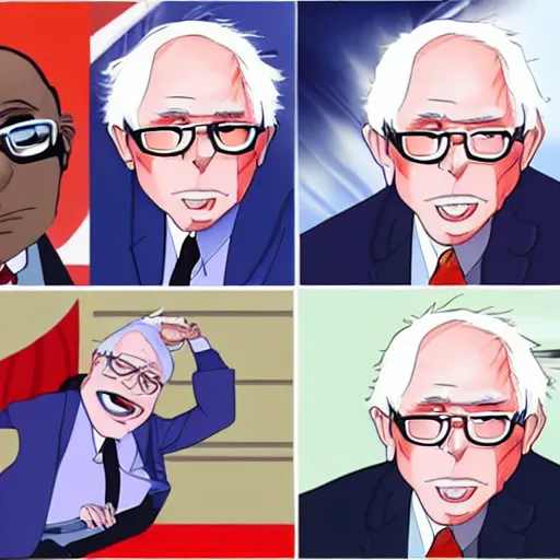 Image similar to Bernie Sanders anime, highly detailed