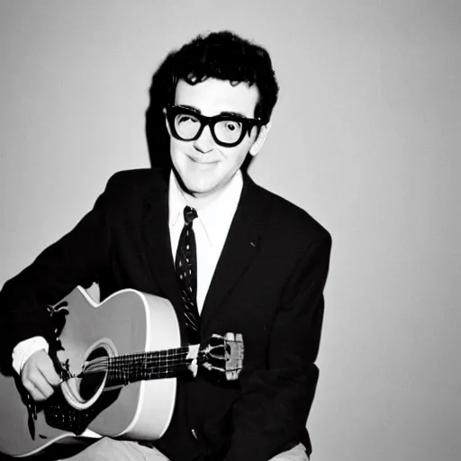 Prompt: Buddy Holly dressed as Rivers Cuomo