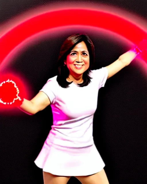 Image similar to leni robredo hadouken pose with red aura, stylish concept art,