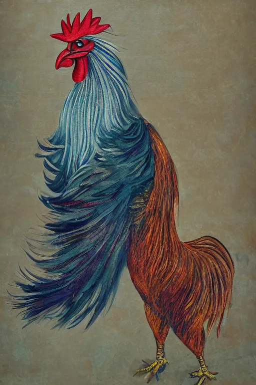 Prompt: portrait of a rooster, solarpunk