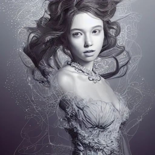 Image similar to the portrait of an absurdly beautiful, graceful, elegant, sophisticated, young girl made up of lemons, an ultrafine hyperdetailed illustration by kim jung gi, irakli nadar, intricate linework, bright colors, octopath traveler, final fantasy, unreal engine 5 highly rendered, global illumination, radiant light, detailed and intricate environment