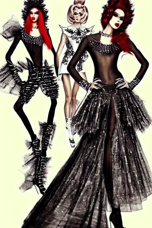 Image similar to crazy fashion, drag racing, strange clothes, crazy clothes, couture, sketch, pinterest, high detail