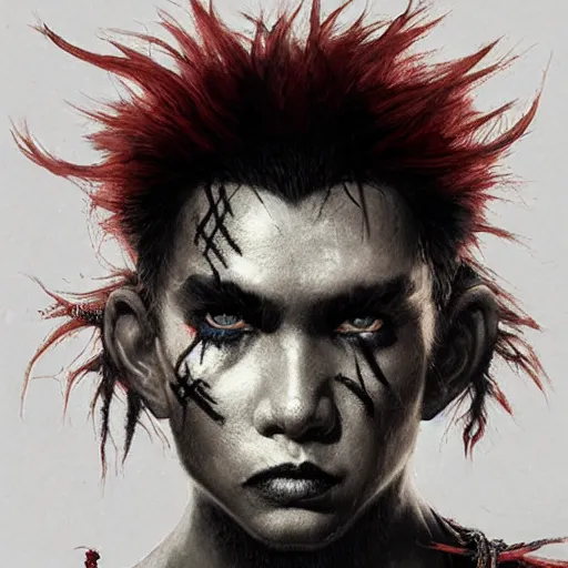 Image similar to lost boys rufio, darkwave, darksynth, character portrait headshot concept art, sharp, digital matte painting, art by luis royo, greg rutkowski, wlop, dramatic lighting, trending on artstation