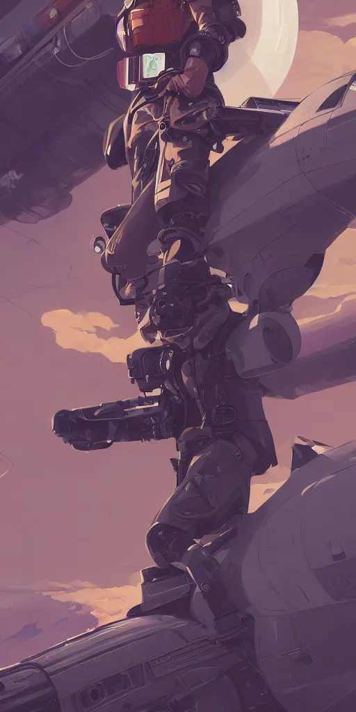 Image similar to wide view, diesel punk retro - futurist pilot, wearing a cyberpunk leather pilots uniform, transparent, behance hd artstation, by jesper ejsing by rhads, makoto shinkai and lois van baarle, ilya kuvshinov, rossdraws, cinematic lighting, sharp focus