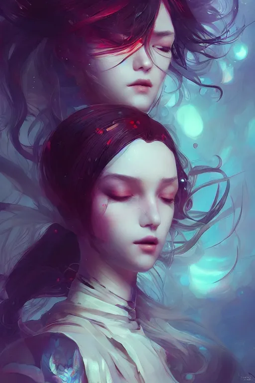 Prompt: a beautiful dream muse trapped in a nightmare, by android jones and guweiz and ross tran and ilya kuvshinov, trending on artstation