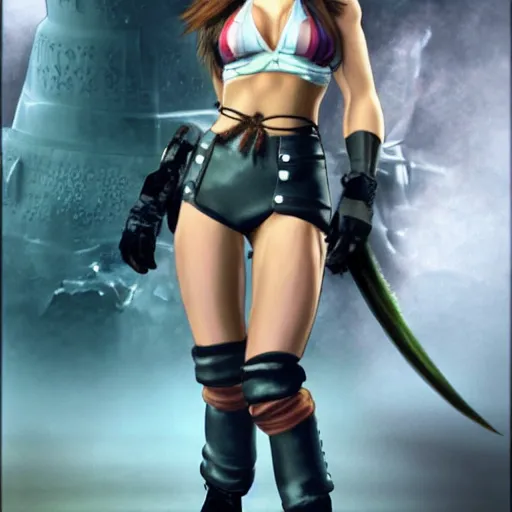 Prompt: megan fox as tiffa in the style of final fantasy 7
