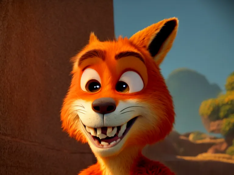 Prompt: a film still from pixar main character portrait anthro anthropomorphic fox head animal person fursona nick wilde pixar and disney animation, sharp, rendered in unreal engine 5, anime key art by greg rutkowski, bloom, dramatic lighting chaotic cursed multiple pupils texture disaster bad modeling beginner render