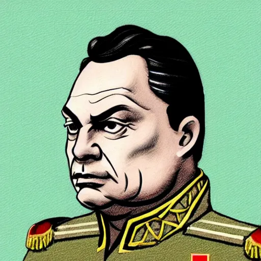 Image similar to id photo of a viktor orban in emperor outfit, art by osamu kitamura