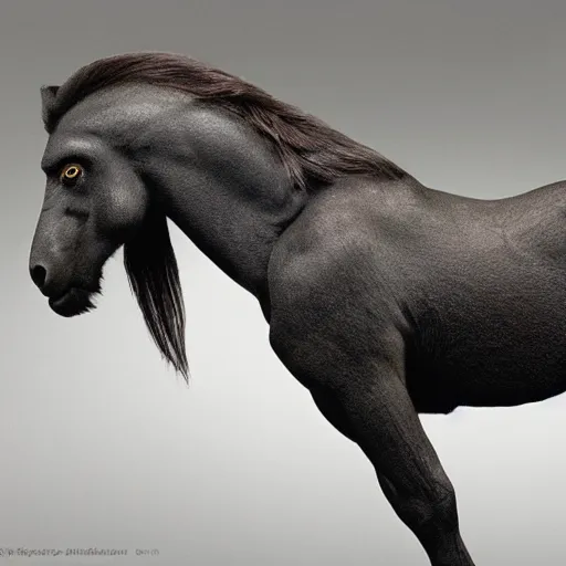 Prompt: photo of a horse gorilla hybrid