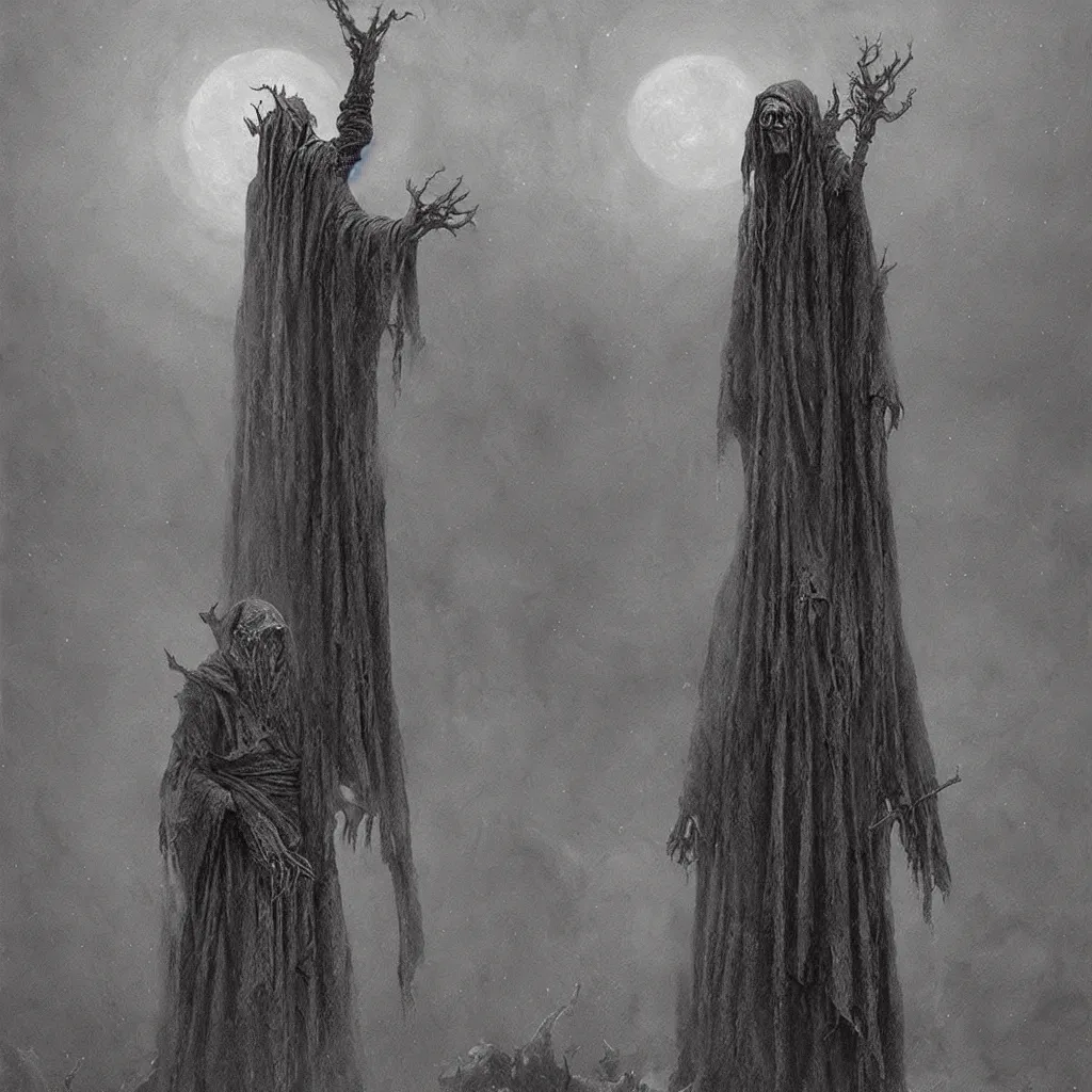 Prompt: an undead fantasy art lich sorcerer, by Beksinski