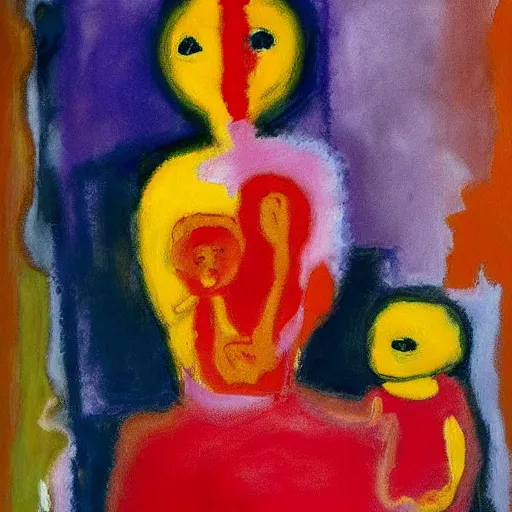 Image similar to a abstract paintingmother with baby by mark rothko