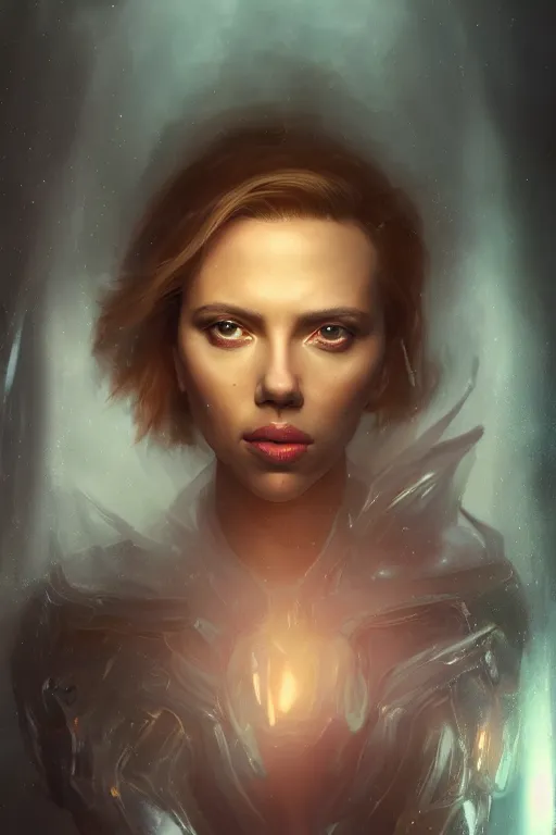 Prompt: a fancy portrait of an alien Scarlett Johansson by Greg Rutkowski, Sung Choi, Mitchell Mohrhauser, Maciej Kuciara, Johnson Ting, Maxim Verehin, Peter Konig, final fantasy , mythical, 8k photorealistic, cinematic lighting, HD, high details, atmospheric,