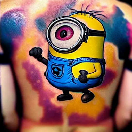 Minion abstract and watercolor tattoo | Tattoo designs, Watercolor tattoo,  Tattoos