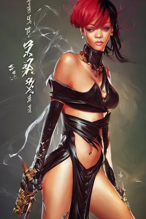 Image similar to Rihanna in a blade and soul spinoff artbook rendered by the artist Taran Fiddler, Joe Madureira, Nadezhda Tikhomirova, Jiyun Chae, Lê Long, trending on Artstation by Hyung Tae Kim, artbook, Stanley Artgerm Lau, WLOP, Rossdraws , James Gurney