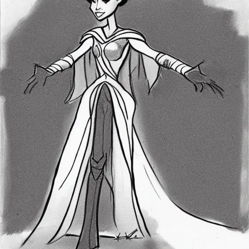 Image similar to milt kahl sketch of victoria justice as princess padme from star wars episode 3