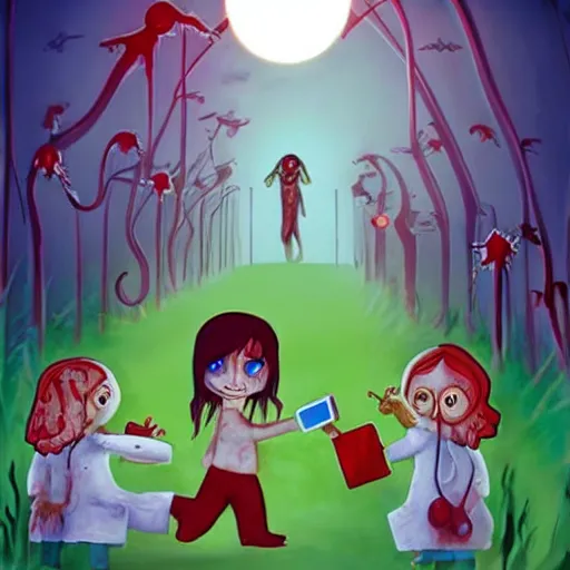 Prompt: “ sensual nurse vaccinating zombie childs in a hospital, fantasy, artwork ”