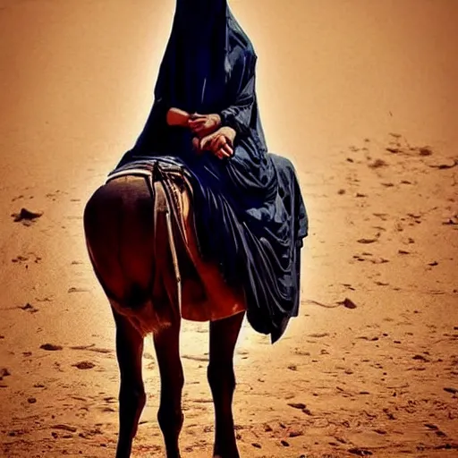 Image similar to beautiful burqa's woman, ride horse in saharan, dress like taliban, sharp eyes, photorealistic faces, handling riffle on chest, shooting pose, dust, cinematic, dynamic pose, pinterest