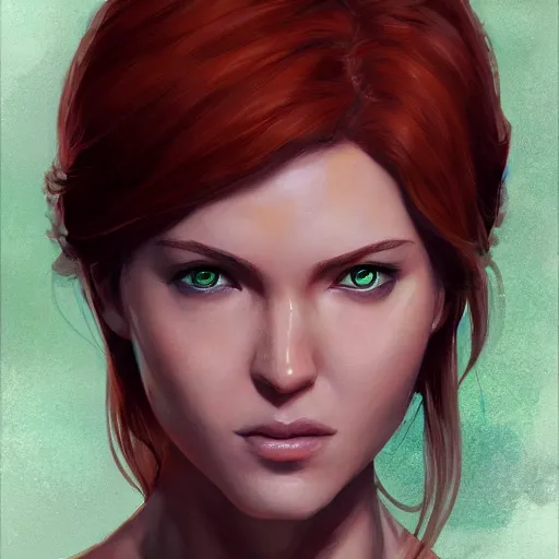 Image similar to jean grey, a half body of jean grey, green eyes, comic, x - men, highly detailed, artstation, digital painting, vivid colors, realistic shaded perfect face, soft lighting, atmospheric, cinematic, moody, in the style of krenz cushart, oil on canvas, 8 k