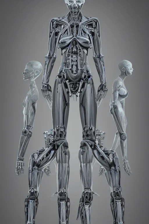 Prompt: symmetry!! full body female human anatomy concept, medical anatomy, cybernetic implants, gun metal grey, mecha limbs, muscular system reference, anatomical art, digital art, in the style of amanda lilleston, luka mivsek, bryan christie, ranjit ghosh, artstation, pinterest, deviantart, photoshop, octane render, unreal engine