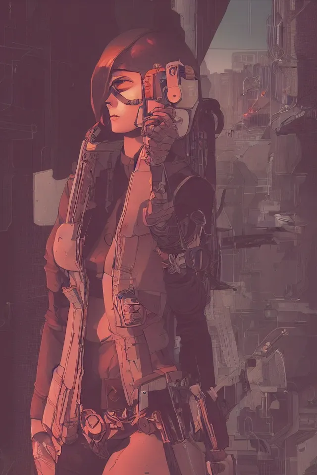 Image similar to very detailed, prophet graphic novel, ilya kuvshinov, rutkowski, simon roy, james jean, illustration of a cyberpunk military woman, colorful, deep shadows, astrophotography