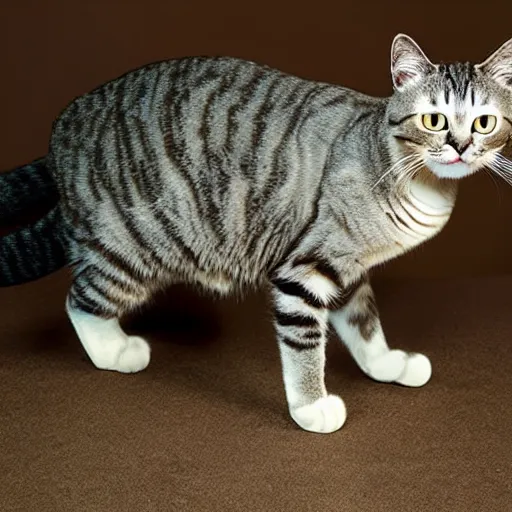 Image similar to cat standing on hind legs, wearing battle armor, glowing aura