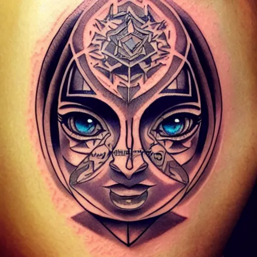 Image similar to tattoo design, stencil, portrait of princess zelda by artgerm, symmetrical face, beautiful