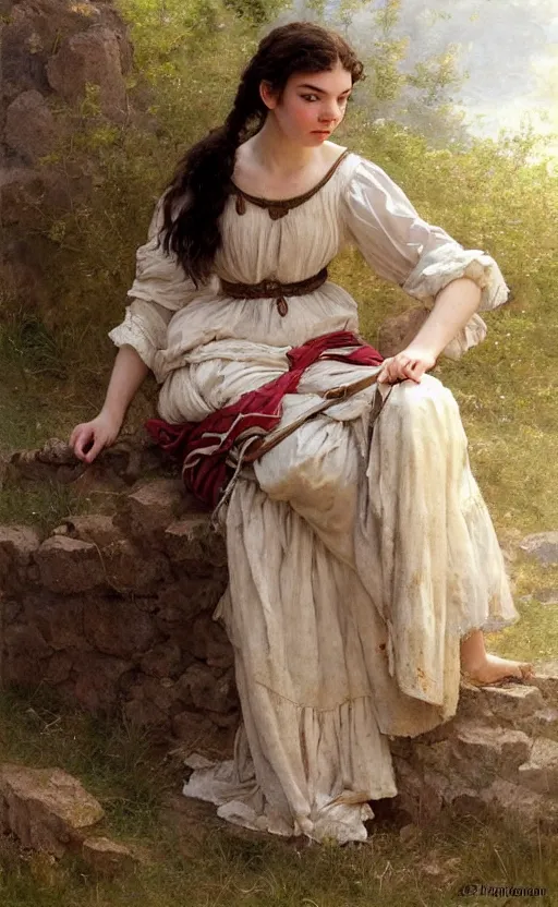 Image similar to anya taylor-joy, traditional corsican, intricate, highly detailed, artstation, illustration, jurgens, rutkowski, bouguereau, pastoral, rustic, georgic