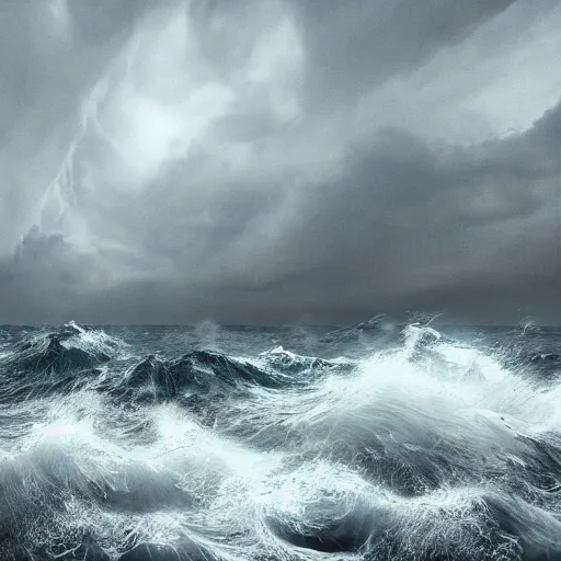 Image similar to a small boat in the middle of a storm at the sea, high detail, 4k, unreal engine