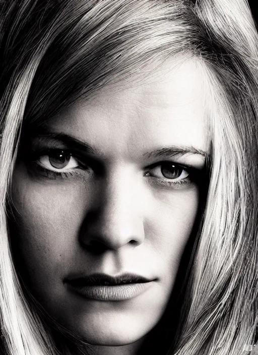 Prompt: portrait of beautiful female matt damon by mario testino, headshot, detailed, award winning, sony a 7 r