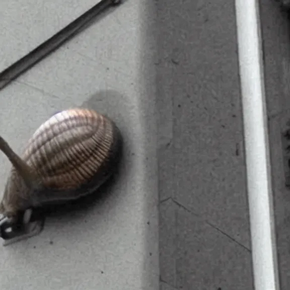 Image similar to giant snail caught sneaking around on cctv, surveillance footage