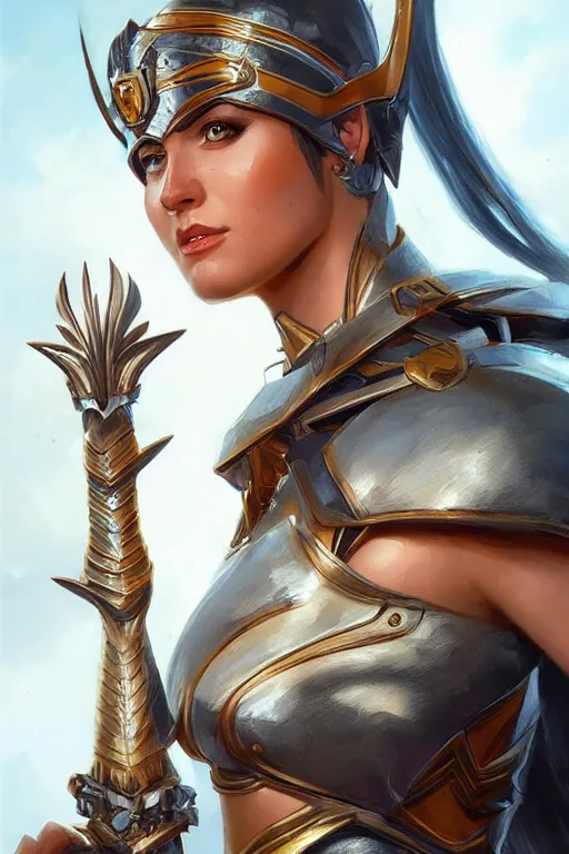 Image similar to amazon valkyrie athena, d & d, fantasy, portrait, highly detailed, headshot, digital painting, trending on artstation, concept art, sharp focus, illustration, art by artgerm and greg rutkowski and magali villeneuve