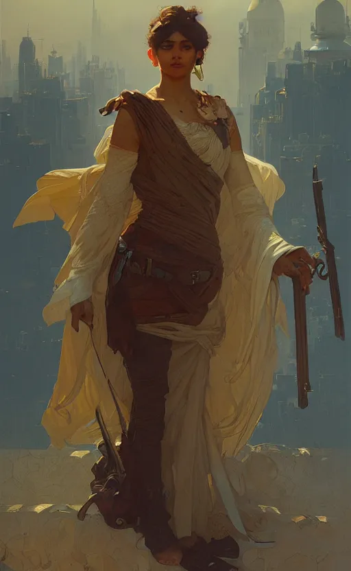 Prompt: a personification of the country israel, highly detailed, digital painting, artstation, concept art, sharp focus, illustration, art by greg rutkowski and alphonse mucha