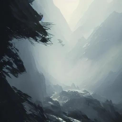 Prompt: misty mountain landscape, dramatic lighting, illustration by greg rutkowski, yoji shinkawa, 4 k, digital art, concept art, trending on artstation