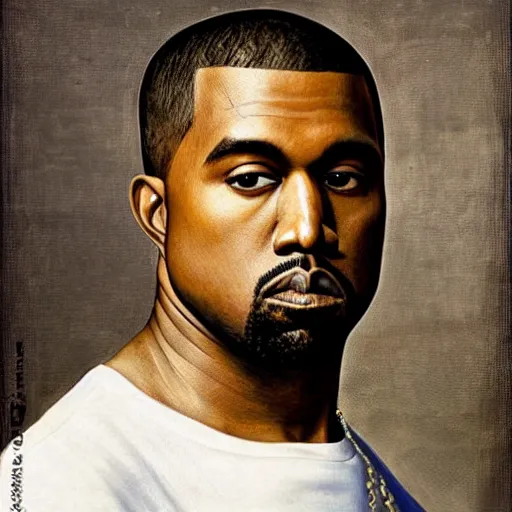 Image similar to A Renaissance portrait painting of Kanye West