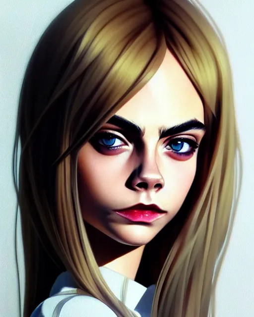 Prompt: portrait of Cara Delevingne as Anime girl cute-fine-face, full body! pretty face, realistic shaded Perfect face, fine details. Anime. realistic shaded lighting by Ilya Kuvshinov Giuseppe Dangelico Pino and Michael Garmash and Rob Rey