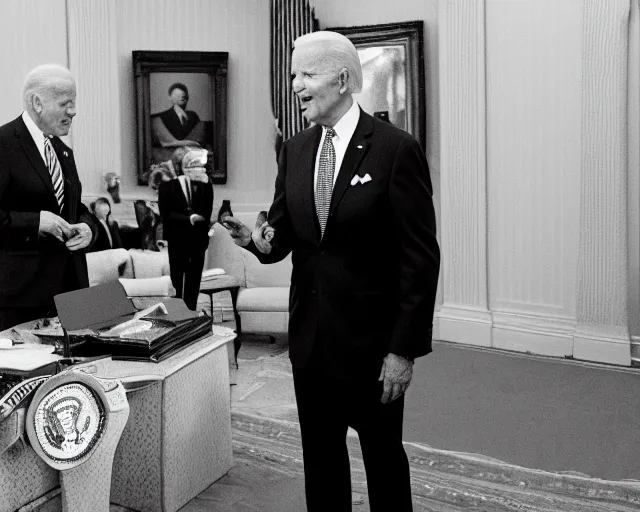 Image similar to president joe biden face to face with president joe biden, nikon 3 5 mm, photograph