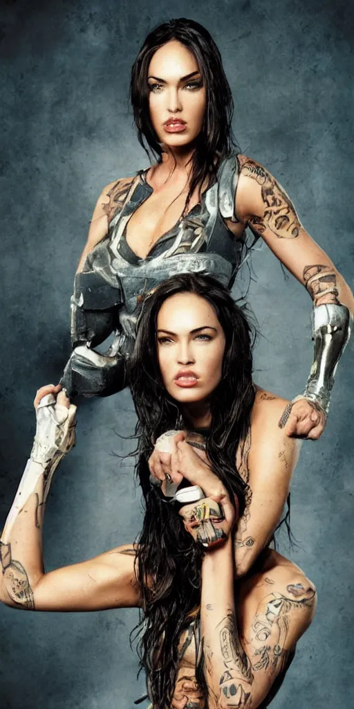 Image similar to portrait of Megan Fox as a super hero, highly detailed, photographed by Annie Leibovitz.