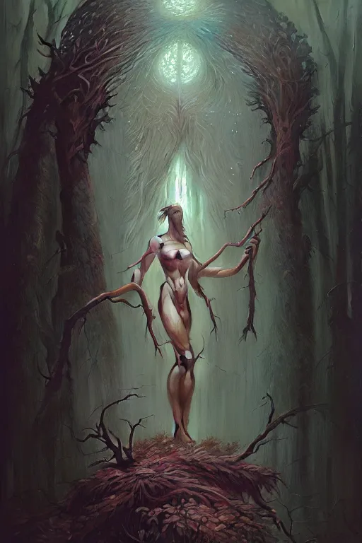 Prompt: Goddess of the forest, trending on Artstation, Greg Rutkowski, Wayne Barlowe