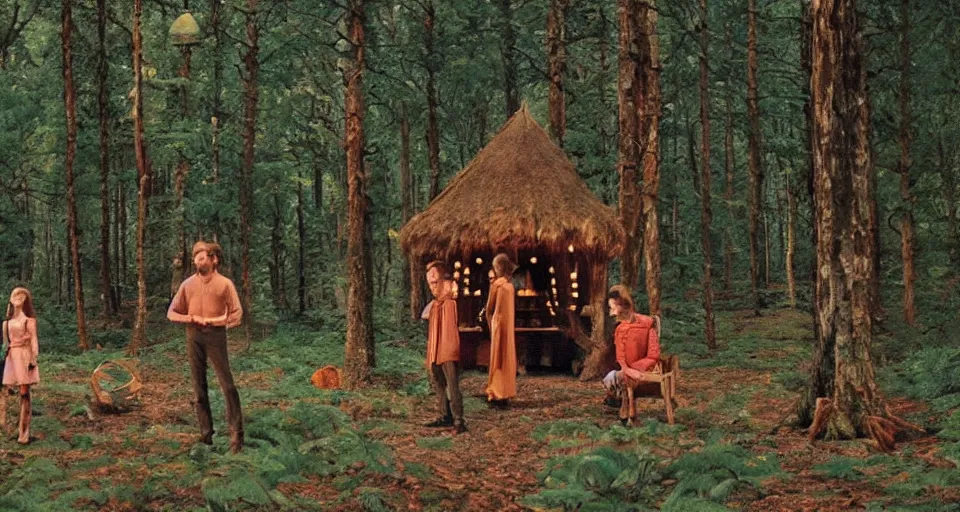 Image similar to Enchanted and magic forest, by Wes Anderson,