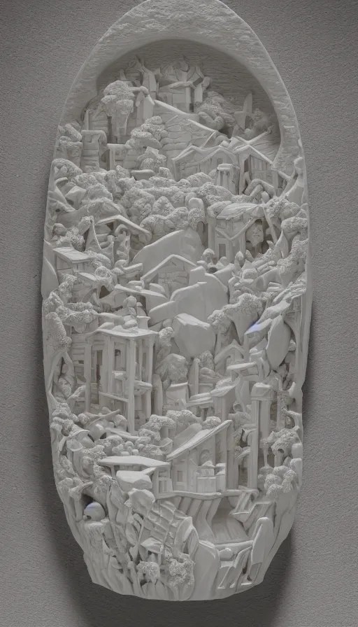 Prompt: the utopia portal highly detailed carving on southern ice porcelain, partially crystallized, woodfired, art gallery