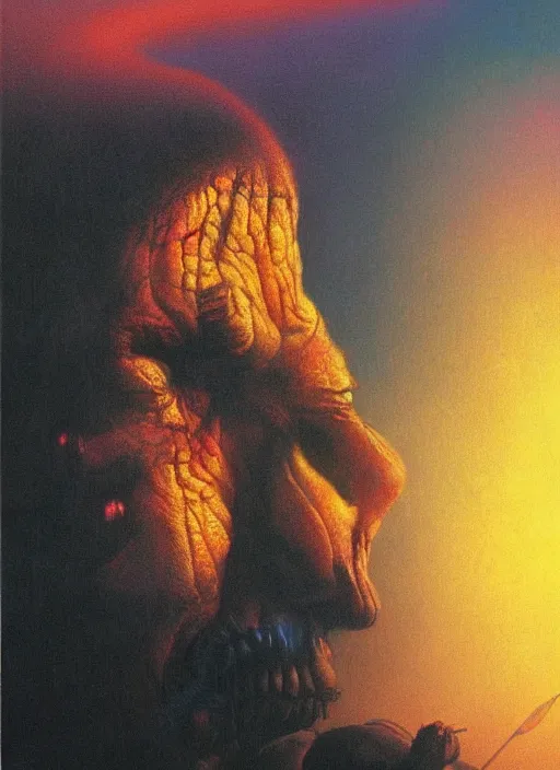 Image similar to alex jones by lisa frank and zdzislaw beksinski