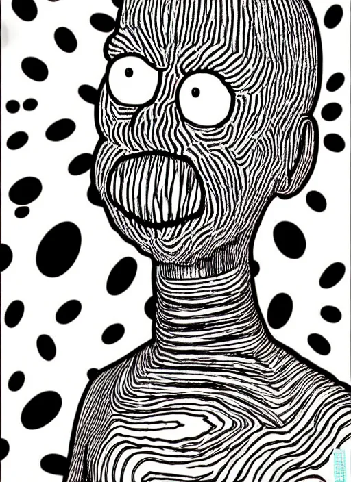 Image similar to junji ito style homer simpson, intricate, highly detailed, illustration, art by junji ito, junji ito