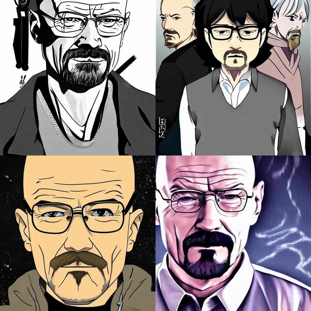 Prompt: Walter White in anime artstyle