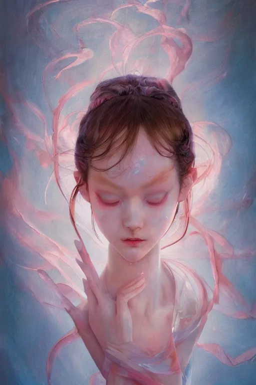 Prompt: prompt : figurative unique features ballerina portrait soft light painted by james jean and katsuhiro otomo and erik jones, inspired by akira anime, smooth face feature, intricate oil painting, high detail illustration, sharp high detail, manga and anime 1 9 9 9