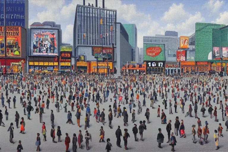 Prompt: Yonge-Dundas Square, by Rene Magritte