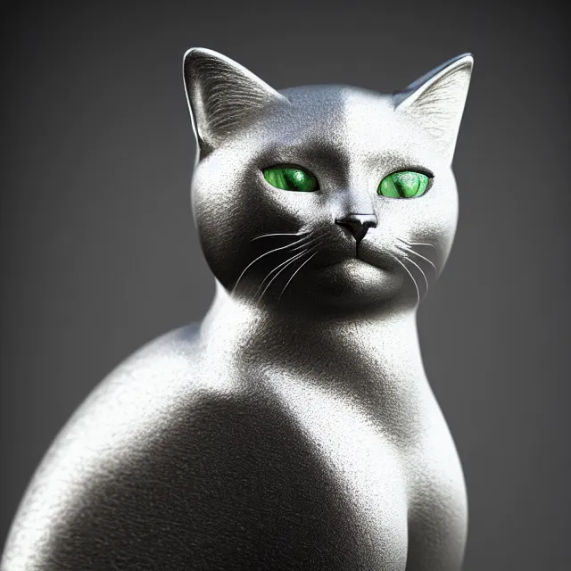 Prompt: chrome statue cat, highly detailed, 4 k, hdr, smooth, sharp focus, high resolution, award - winning photo, boris valejo, photorealistic