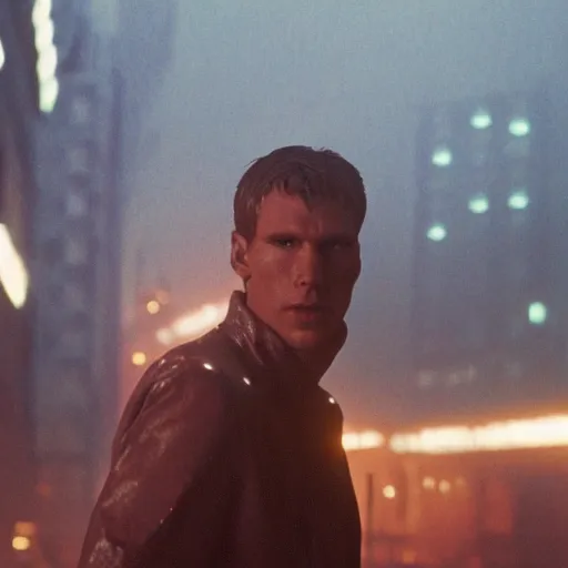 Image similar to Live Action Still of Jerma in Blade Runner (1982), real life, hyperrealistic, ultra realistic, realistic, highly detailed, epic, HD quality, 8k resolution, body and headshot, film still