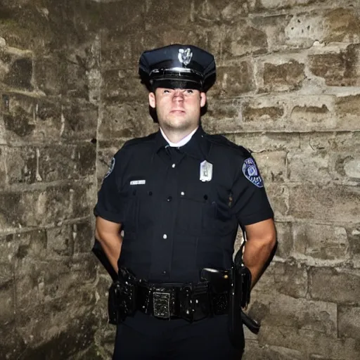 Image similar to a cardiff police officer in a dungeon